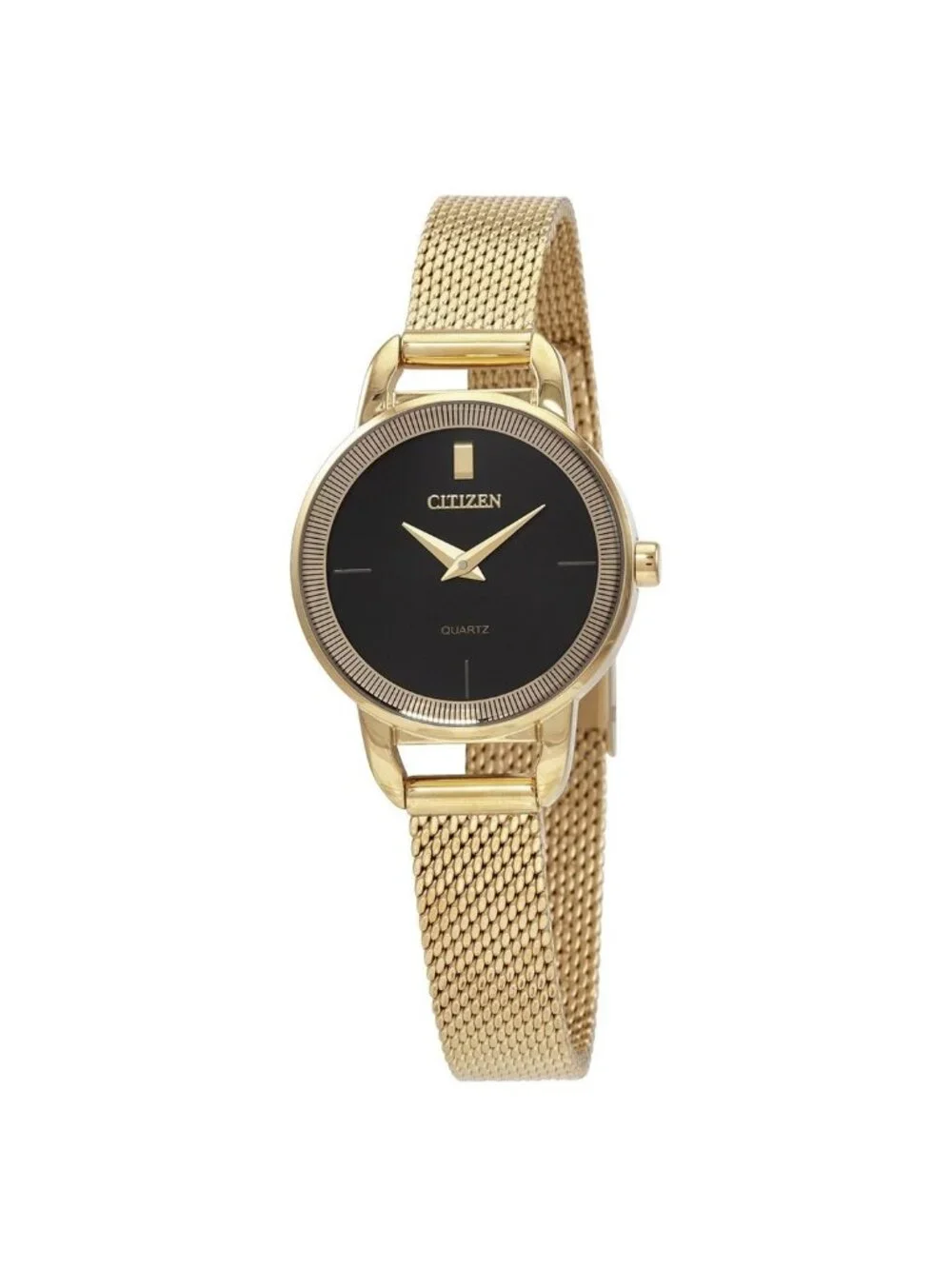 NWT Citizen Gold-Tone Stainless Quartz Black Dial Ladies Watch